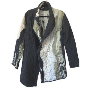 Ego Quilted SILK Art To Wear Jacket Womens OS‎ Black Hand Painted Lagenlook